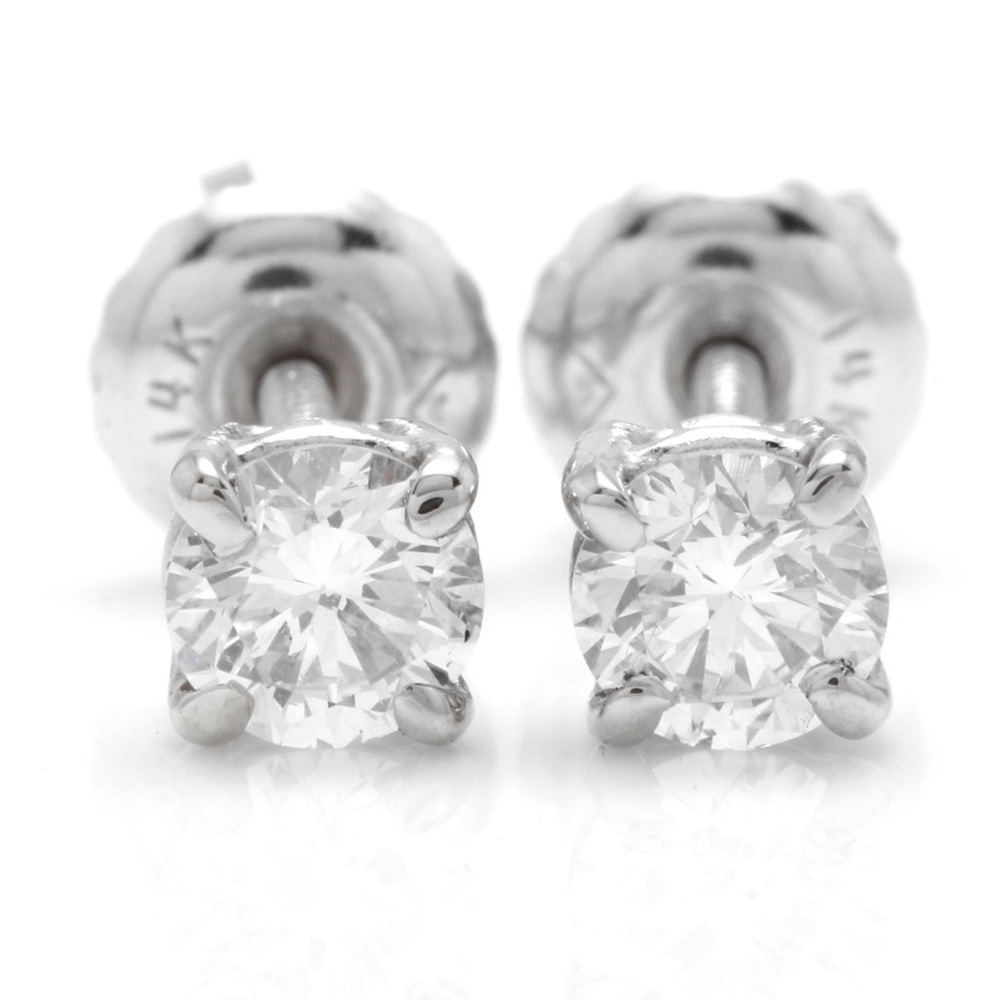 0.50ct Vs2-si1 Diamond 14KW Gold Stud Earrings